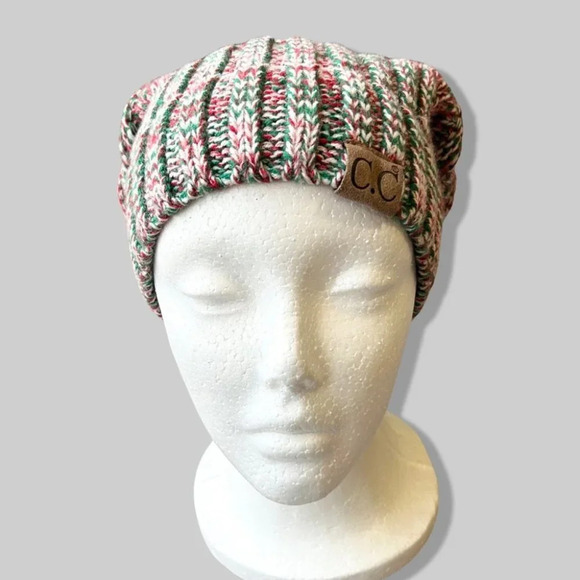 C.C Hat Oversized Baggy Slouch Thick Warm Cap Hat Skully Mixed Cable Knit Beanie - Picture 3 of 12